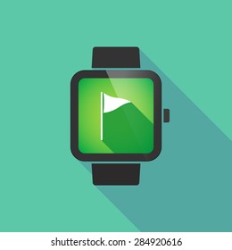 Long shadow smart watch with a golf flag