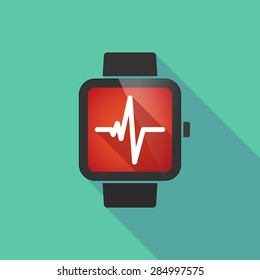 Long shadow smart watch with a heart beat sign