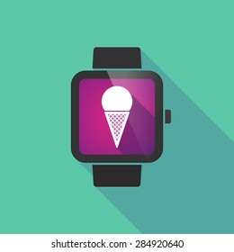 Long shadow smart watch with an ice cream