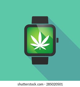 Long shadow smart watch with a marijuana leaf