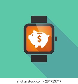 Long shadow smart watch with a piggy bank