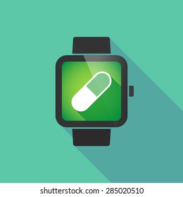 Long shadow smart watch with a pill