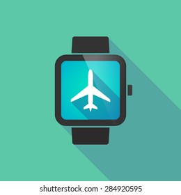 Long shadow smart watch with a plane