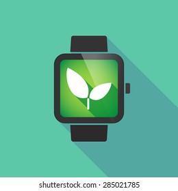 Long shadow smart watch with a plant