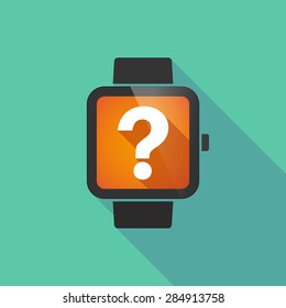 Long shadow smart watch with a question sign