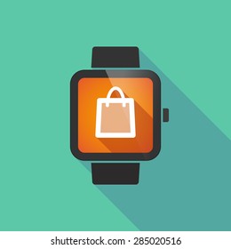 Long shadow smart watch with a shopping bag