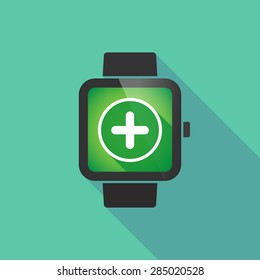 Long shadow smart watch with a sum sign