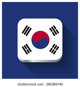 Long shadow South Korea flag Button