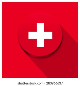 Long shadow Switzerland flag Button
