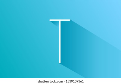 long shadow T logo letter alphabet for icon design in white and blue. Suitable as a logotype for corporate or business company
