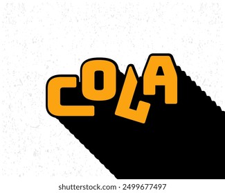 Long shadow text effect cola typography design for wall art in yellow and white color style. Lettering vector illustration. Suitable for decoration, poster and banner.