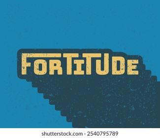 Long shadow text effect fortitude typography design for in blue color retro style. Lettering vector illustration. Suitable for wall art decoration