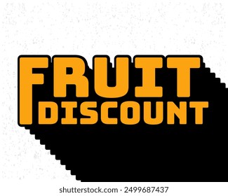 Long shadow text effect fruit discount typography design for wall art in yellow and white color style. Lettering vector illustration. Suitable for food and beverages decoration, poster and banner.