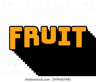 Long shadow text effect fruit typography design for wall art in yellow and white color style. Lettering vector illustration. Suitable for food and beverages decoration, poster and banner.