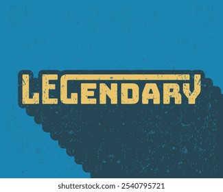 Long shadow text effect legendary typography design for in blue color retro style. Lettering vector illustration. Suitable for wall art decoration