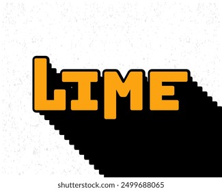 Long shadow text effect lime typography design for wall art in yellow and white color style. Lettering vector illustration. Suitable for food and beverages decoration, poster and banner.