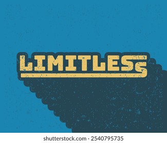 Long shadow text effect limitless typography design for in blue color retro style. Lettering vector illustration. Suitable for wall art decoration