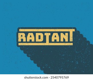 Long shadow text effect radiant typography design for in blue color retro style. Lettering vector illustration. Suitable for wall art decoration
