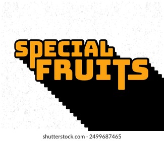 Long shadow text effect special fruits typography design for wall art in yellow and white color style. Lettering vector illustration. Suitable for food and beverages decoration, poster and banner.