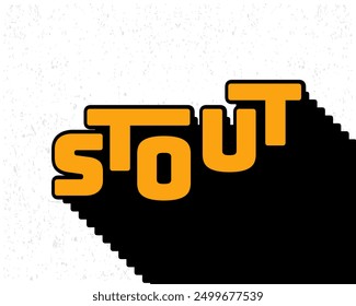 Long shadow text effect stout typography design for wall art in yellow and white color style. Lettering vector illustration. Suitable for decoration, poster and banner.