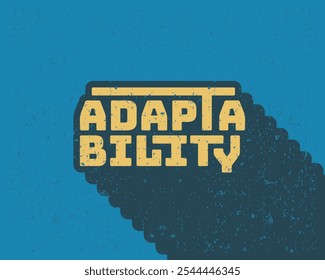 Long shadow text effect typography flat design adaptability with grunge effect in blue color retro style. Lettering vector illustration. Suitable for wall art decoration