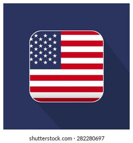 Long shadow USA America flag Button