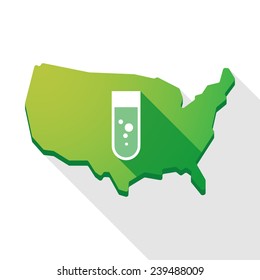 Long shadow USA map icon with a chemical test tube