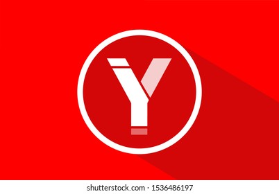 long shadow Y red letter logo alphabet for company icon design. Suitable for a corporate or business logotype