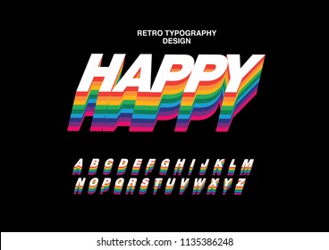 long shadow/rainbow typography design vector