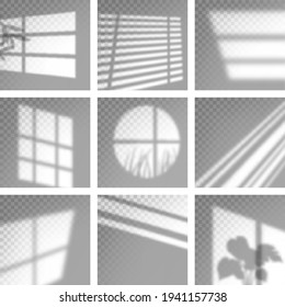 Largas sombras desde la ventana. Sombras naturales monocromas y decoración luminosa modelos vectoriales decentes