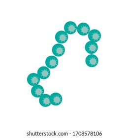 Long shaped virus flat design.