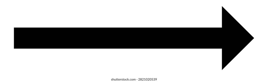 Long and sharp premium black horizontal straight arrow pointing to the  right. Bold thine long arrows icon design vector. Straight black long arrow icon. Vector illustration on white background. EPS- 10.
