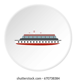 Long ship icon in flat circle isolated vector illustration for web