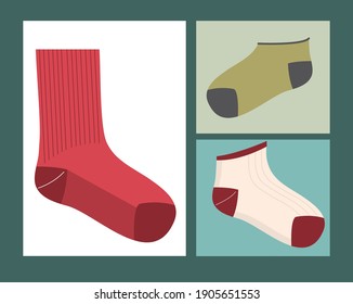 long and short socks set design, Cloth fashion style wear and store theme Vector illustration