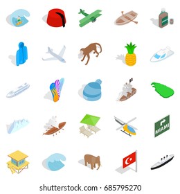 Long shot icons set. Isometric set of 25 long shot vector icons for web isolated on white background