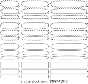 long sideways comic speech bubbles - black line drawing plus white color -