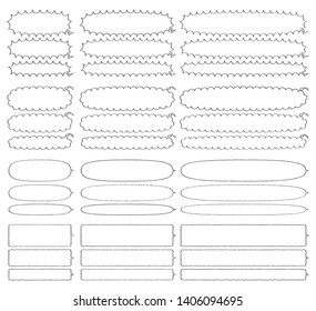 long sideways comic speech bubbles - only hand writing style line drawing -
