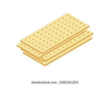 Long sized biscuit crackers stacks with crystal sugar sprinkles. Simple flat illustration in isometric view.