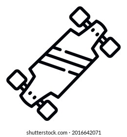 Long skateboard icon. Outline long skateboard vector icon for web design isolated on white background