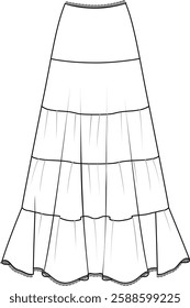 Long skirt with 5 layers
