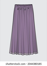 LONG SKIRT IN CHIFFON WITH ELASTICATED WAIST FOR WOMEN AND TEEN GIRLS