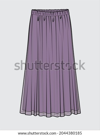 LONG SKIRT IN CHIFFON WITH ELASTICATED WAIST FOR WOMEN AND TEEN GIRLS
