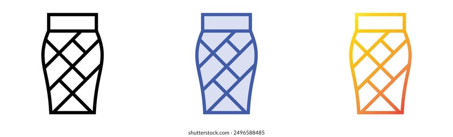 long skirt icon. Linear, Blue Fill and Gradient Style Design Isolated On White Background