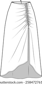 Long skirt with ruffles and slits in the front