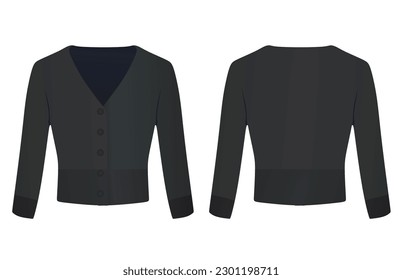 Long sleeve black blouse. vector illustration