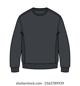 Long sleeve black color sweatshirt vector illustration template isolated on white back