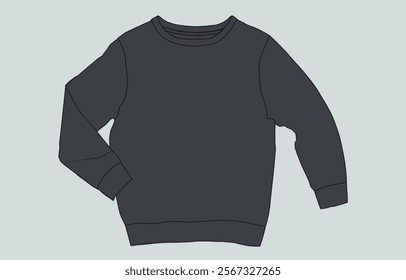 Long sleeve black color sweatshirt vector illustration black color template 