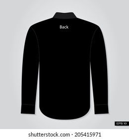 Long sleeve black shirt back. Vector