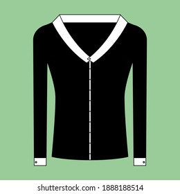 Long sleeve black shirt silhouette. Vector isolated illustration. Icon.