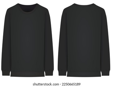 Long sleeve black t shirt. vector illustration